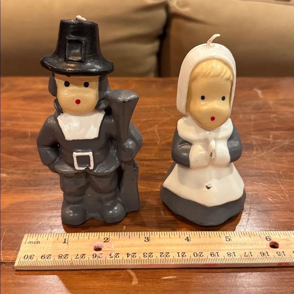 New Rare Gurley Vintage Pilgrim Candle Set of 4  MCM Not Burned Thanksgiving